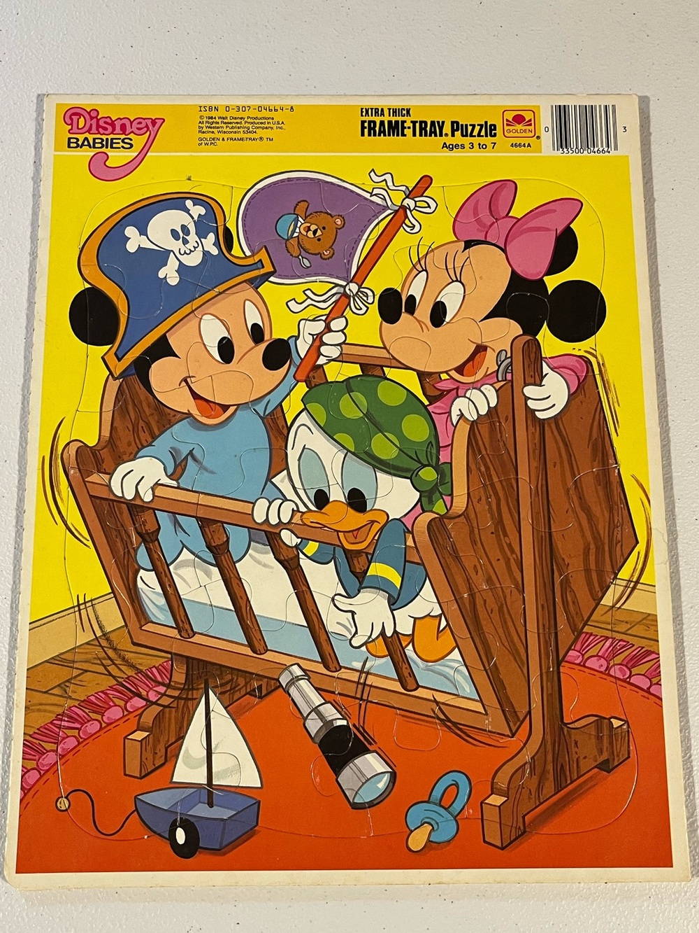 Vintage 1984 Frame Tray Puzzle Mickey and Minnie Mouse Disney Babies